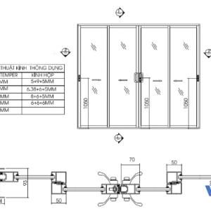 Bản vẽ kỹ thuật cửa đi mở trượt