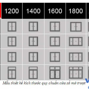 Mẫu kích thước chuẩn cửa sổ mở trượt nhôm Xingfa