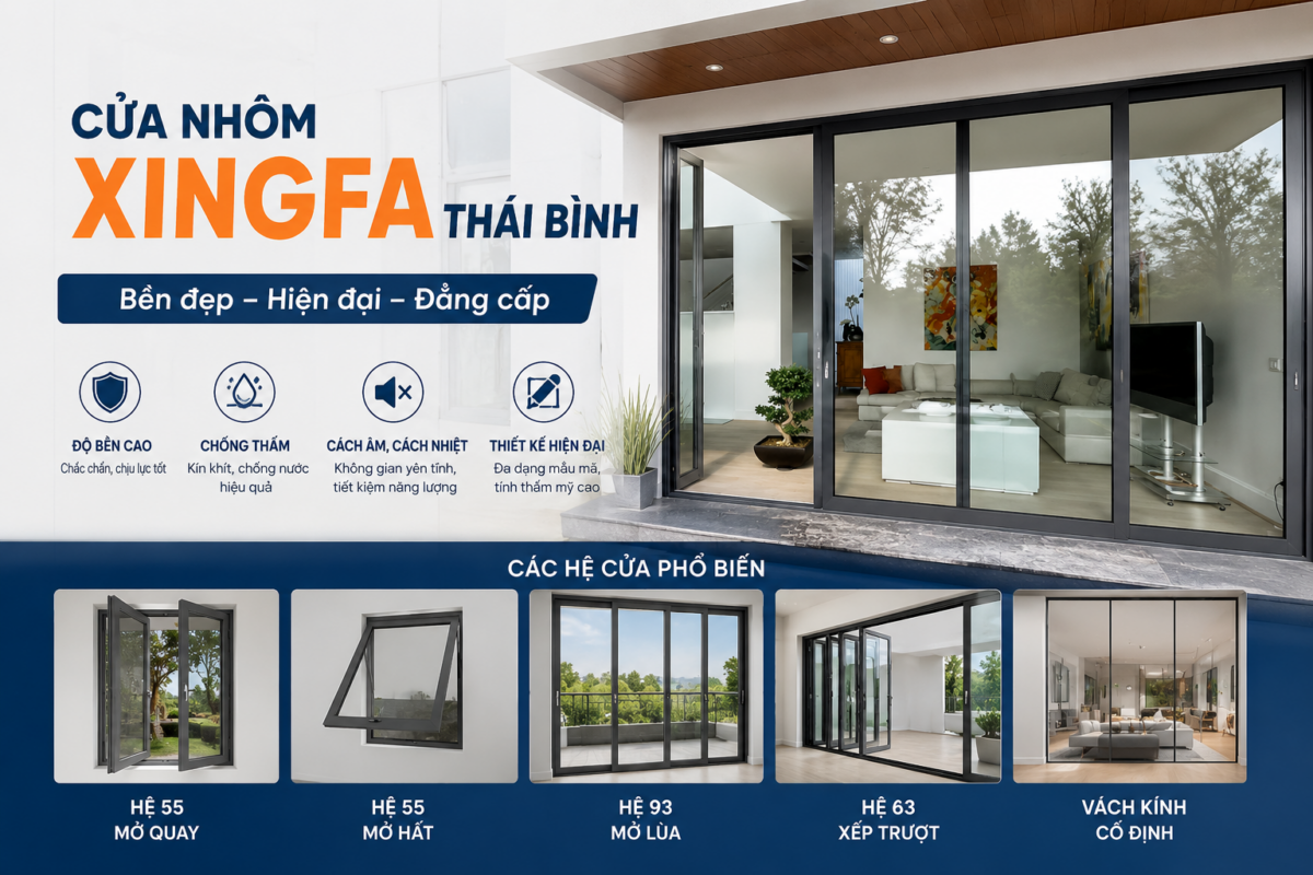 Cửa nhôm Xingfa Thái Bình đẹp hiện đại