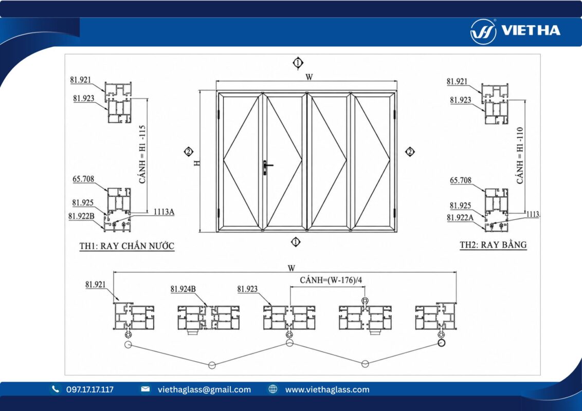 Cửa trượt quay nhôm BLK 81