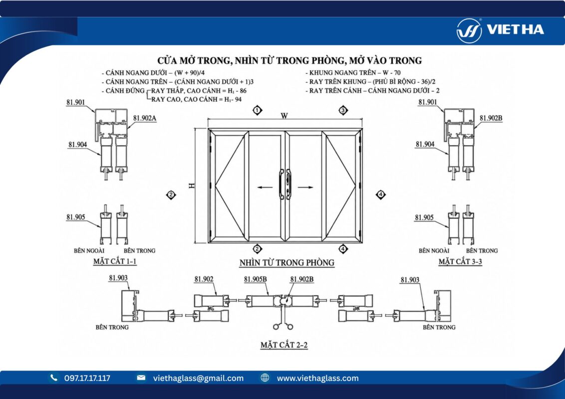 Cửa xếp trượt nhôm BLK 81
