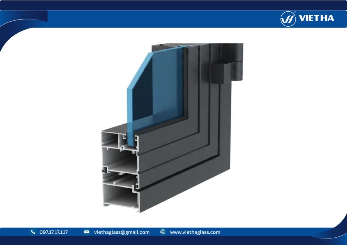 Mặt cắt hệ nhôm Xingfa 55 dùng cho cửa sổ, cửa đi mở quay
