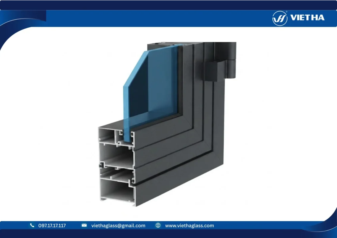 Mặt cắt hệ nhôm Xingfa 55 dùng cho cửa sổ, cửa đi mở quay