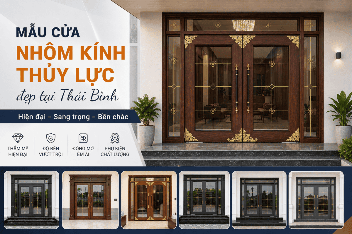 Tổng hợp các mẫu cửa nhôm kính thủy lực đẹp, hiện đại tại Thái Bình