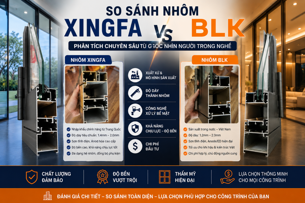 So sánh nhôm Xingfa và BLK cho công trình nhà ở