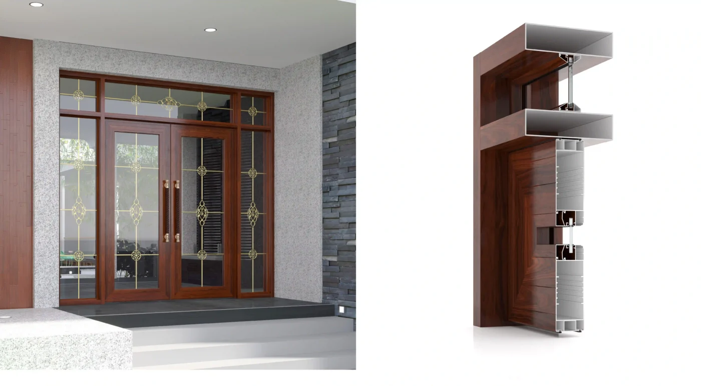 Cửa thủy lực nhôm Đông Á DY-180, DY-160 và mặt cắt kỹ thuật