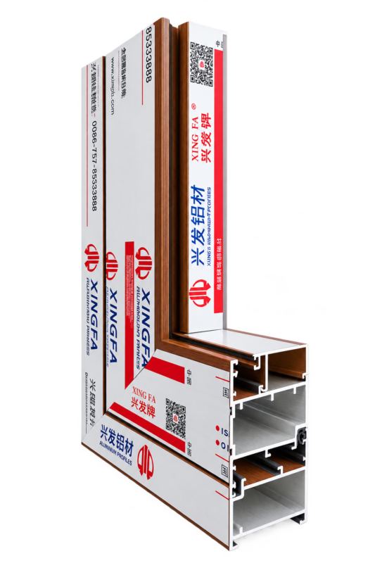 Mẫu nhôm Xingfa nhập khẩu vân gỗ có tem đỏ chính hãng