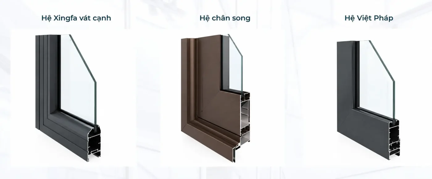 Cửa nhôm Seaaluk hệ Xingfa vát cạnh, chấn song, Việt Pháp